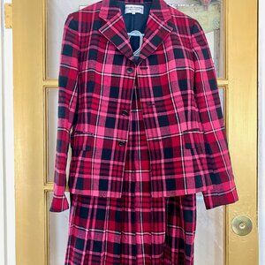 Robe de Chambre Comme des Garcons pink plaid tartan skirt suit M